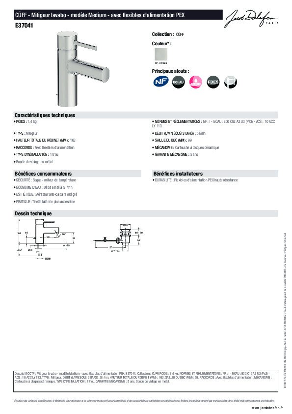 Mitigeur de lavabo - poussoir temporisé - Talis Select E 110